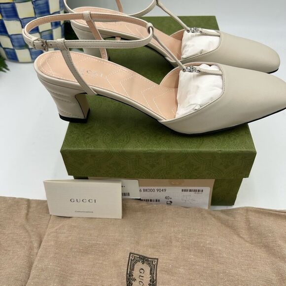 Women’s Gucci GG T-strap, leather sandals size 40.5 made in Italy - Picture 3 of 12